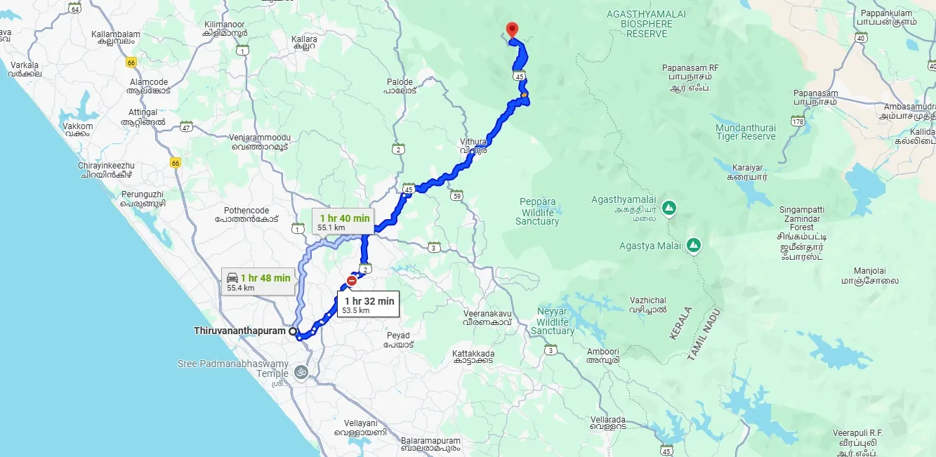 Trivandrum to Ponmudi